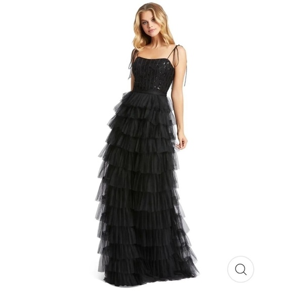 Mac Duggal SEQUINED BUSTIER TIERED RUFFLE GOWN size 4 NEW $498 - Picture 1 of 10